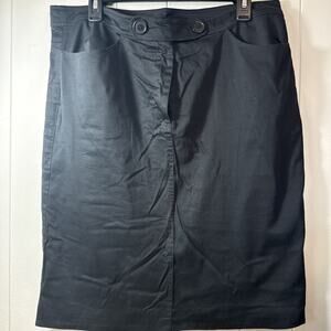 Spiegel Black Skirt Cotton Blend Front Pockets Straight Skirt Sz 16 V9